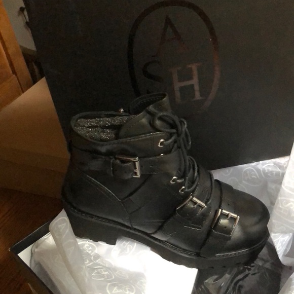 SOLDOUT ASH Razor Leather BUCKLE PLATFORM Combat - Picture 7 of 7